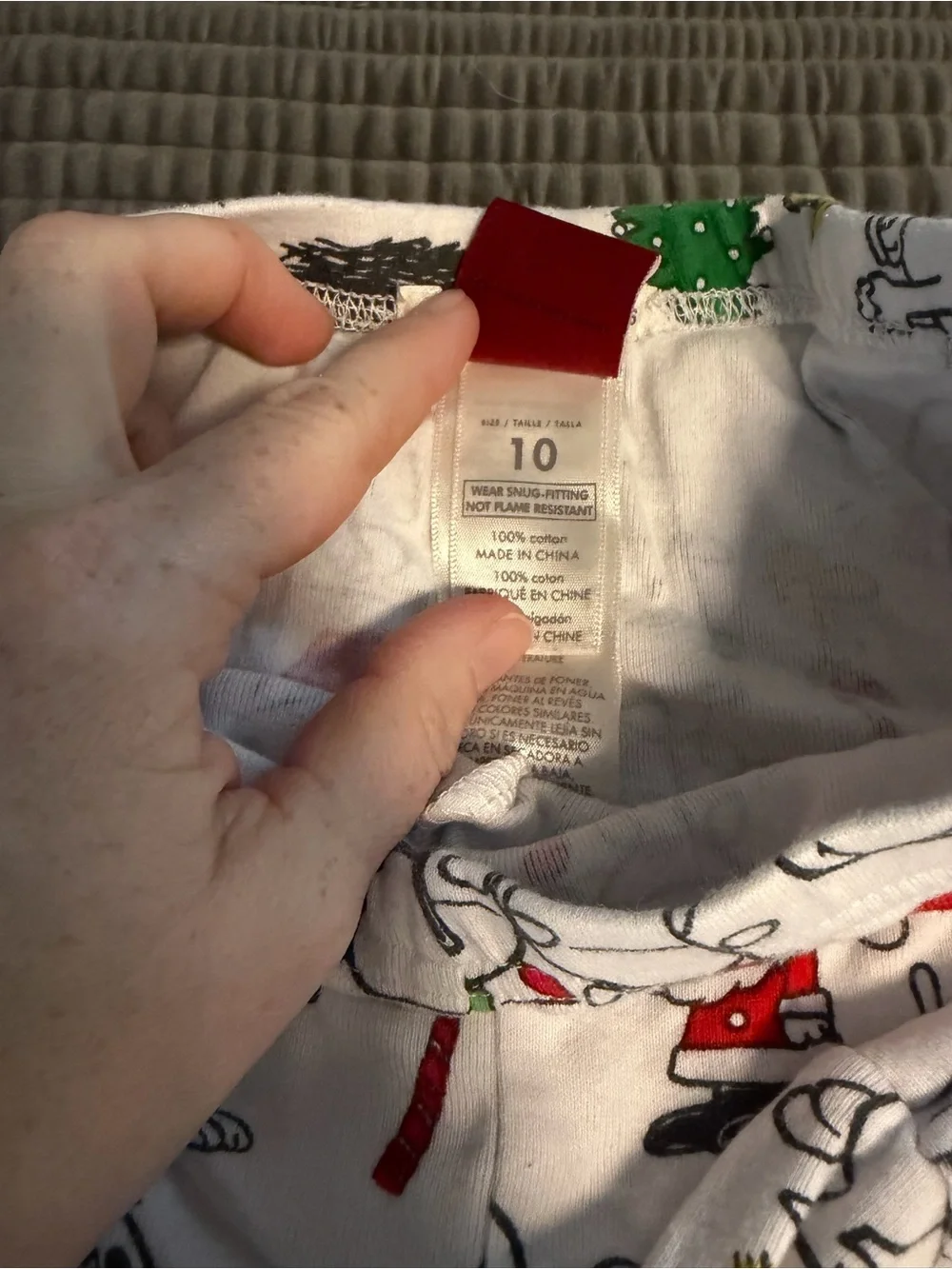 Pottery Barn Kids White Snoopy Holiday Pajama Set with Red Trim